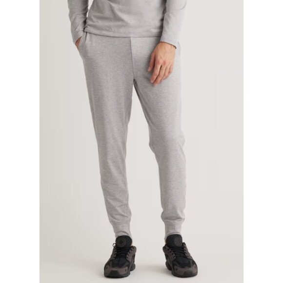 Quince Flow knit Mid Rise Men's Joggers Small Heather Pale Grey Outdoor Gym Run - Picture 8 of 10